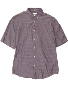 FARAH Mens Short Sleeve Shirt Large Grey Spotted Cotton Classic DH46 - Picture 1 of 3