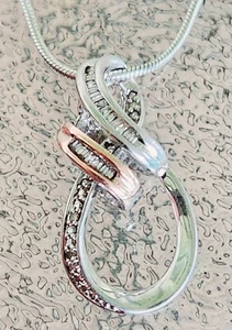 Diamond Infinity Teardrop 14kt Yellow Gold & .925 Pendant W/925 Snake Chain; GVC - Picture 1 of 17