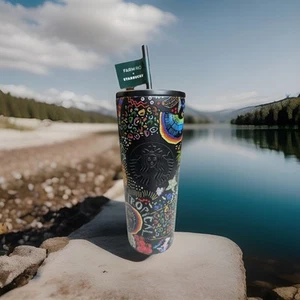 Vaso Starbucks Farm Rio Verano 2025 Negro Arco Iris Tropical 24oz Lanzamiento Temprano - Imagen 1 de 6