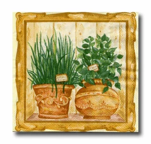 4 Servietten Napkins Tovaglioli Motivservietten Kräuter Kräutertopf (087) - Bild 1 von 1
