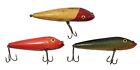 Lot of 3 Vintage Carved Wood Norm Bait 4" Hand-Made Fishing Lures