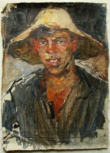Ukrainian Soviet USSR oil Painting realism cubism male portrait young man - Picture 1 of 7