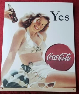 Coca Cola metal sign, "Coke Yes - White Suit", excellent condition - Image 1 of 4