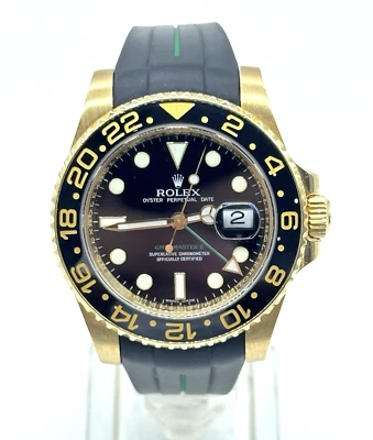 Rolex GMT Master II 18k Y/G Ceramic Black Dial Rubber Straps Men’s Watch M 16718 - Image 1 of 4