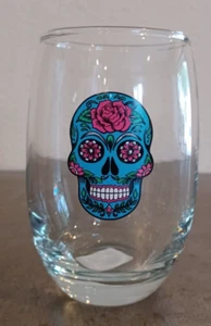 Day Of The Dead Stemless Sugar Skull Glasses 4.77" Tall - Picture 1 of 12