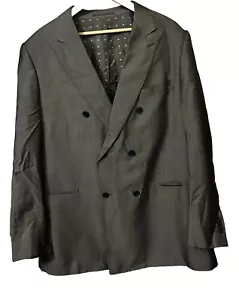 Studio Milano Men's 46 Long Double-Breasted Gray Super 140 Wool Suit Jacket - Picture 1 of 8