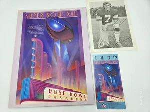 Foto autografiada de Joe Theismann, boleto y programa del Super Bowl XVII de 1983 lote de 3 - Imagen 1 de 13