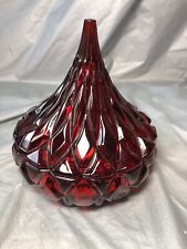 Shannon Red Cranberry Lead Crystal Hershey Kiss Pointed Candy Nut Bowl Dish