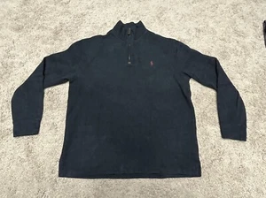 Polo Ralph Lauren Sweater Mens Large Quarter 1/4 Zip Pullover Charcoal Red Pony - Picture 1 of 2
