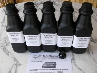 Five Bottles Toner Refill IBM 4037 4047 Valuewriter 300 600 Lexmark 5E 1382760 - Image 1 of 2
