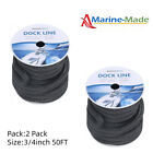 2 Pack Black 3/4" 50 FT Double Braid Nylon Dock Line Mooring Rope Boat Dock Line