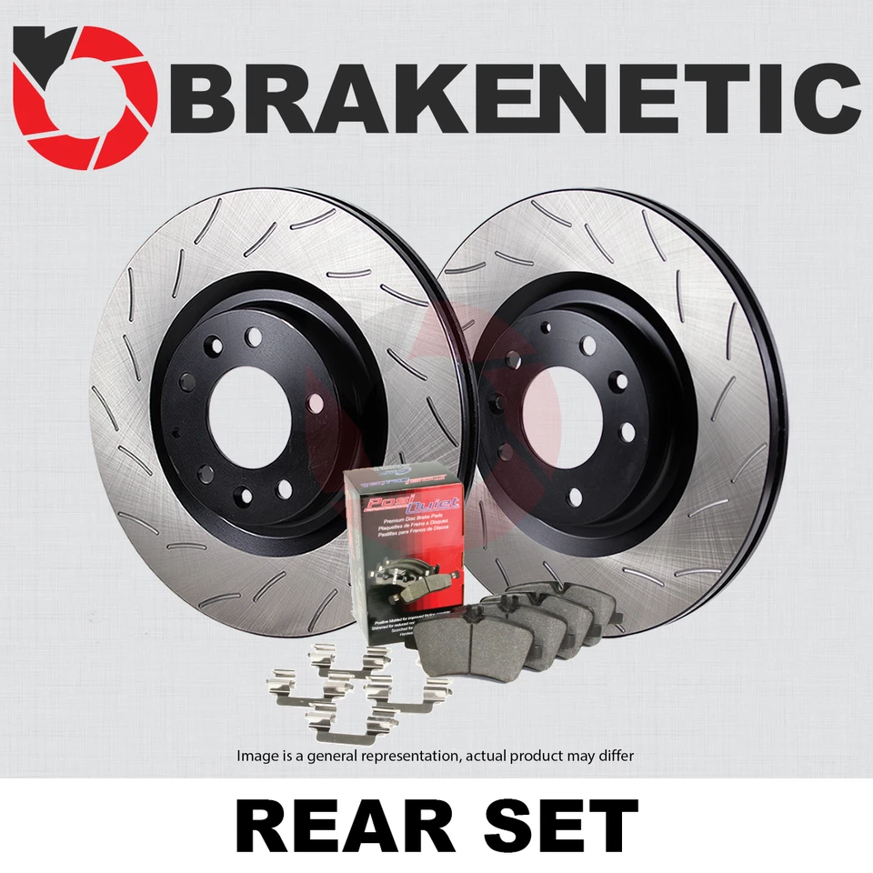 REAR Premium RS Slot Brake Disc Rotors + Ceramic Pads 1 PIN BPK92242 - Imagem 1 de 1
