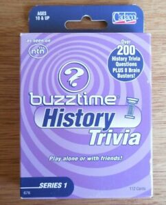 EUC Cadaco "Buzztime History Trivia" Series 1 Game w 200 Questions/8 Brain Busts