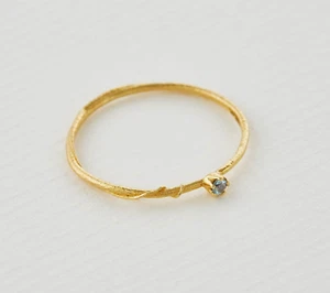 Dainty 0.02CT Round Cut Lab-Grown Diamond Solid 10K Yellow Gold Fine Vine Ring - Picture 1 of 5