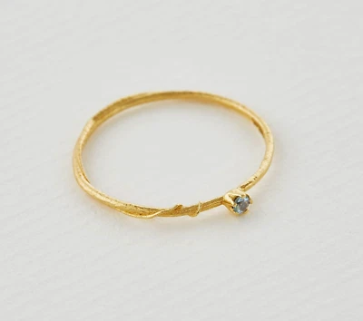 Dainty 0.02CT Round Cut Lab-Grown Diamond Solid 10K Yellow Gold Fine Vine Ring - Image 1 of 4