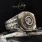 Diamond Cut White Zircon,Hellenic Design,Pinky,Cord Design,925 Silver Men's Ring