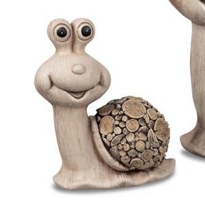 Dekofigur Schnecke HOLZOPTIK H. 24cm braun Kunststein Formano Garten S25 - Bild 1 von 2