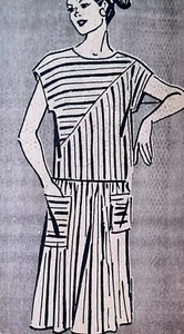 1980s Asymmetric Drop Shoulder Boat Neck Batwing Dress Sewing Pattern 4135 - Picture 1 of 4