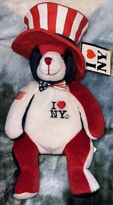 I Heart Love NY Red White Blue Patriotic TeddyBear Beanbag Plush NEW W Tags 2001 - Picture 1 of 22
