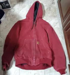 HERMOSA CHAQUETA CON CAPUCHA CARHARTT J130 CARMESÍ SEMI ENVEJECIDA PARA HOMBRE TALLA GRANDE - Imagen 1 de 11
