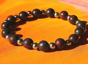 Herren / Damen Handgefertigt Edelstein & Stahl Perlenarmband - Natürlich - Picture 1 of 3