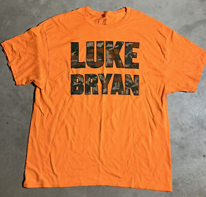 LUKE BRYAN Camouflage Huntin Fishin Lovin CONCERT tee XL Orange Graphic Shirt