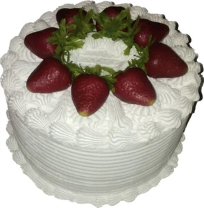 ❤️Gefälschte schöne & klassische Lebensmittel Erdbeeren und Vanille weiß cremefarben Kuchen 8x5""❤️ - Bild 1 von 4