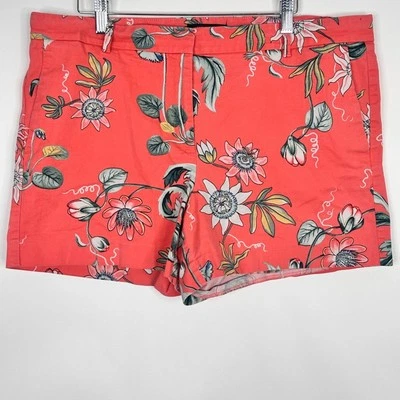 Шорты Ann Taylor Devin Fit оранжевые с цветочным узором размер 14 -- 98% хлопок - Изображение 1 из 4