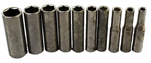Juego de enchufes profundos vintage Craftsman 1/4" Drive 9 piezas SAE 6pt EE. UU. 3/16"-9/16" - Imagen 1 de 4