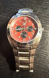 Reloj Hombre Fossil Azul BQ-9188 Esfera Roja Necesita Batería - Imagen 1 de 6