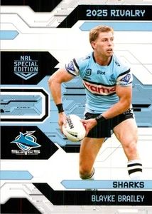 2025 Cronulla Sharks NRL TLA Special Edition Rivalry Card - Blayke Brailey - Picture 1 of 3