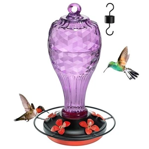Hummingbird Feeders for Outdoors Hanging, Hand Blown Glass Hummingbird Feeder... - Picture 1 of 8
