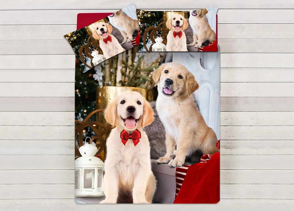 Sacco Copripiumino Letto 100% Cotone Sogni D'oro Cani - Immagine 1 di 1