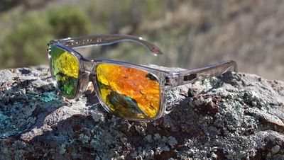 Oakley Style Holbrook Sunglasses - Quality - USA - Clear/Orange Polarized - Image 1 of 3