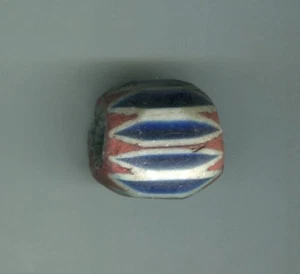 African Trade beads Vintage Antique Venetian glass 7 layer chevron blue 26x26mm - Picture 1 of 4