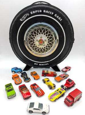 Vtg 1990's Mattel Hot Wheels Super Rally Car Storage Case w/ 15 Cars Fair Cond. - Image 1 of 4