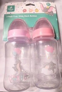 Disney Dumbo Pink Baby Bottles Elephant 2pk 11 oz Wide Neck Medium Flow BPA Free - Picture 1 of 3