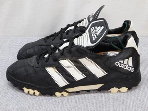Vintage Adidas Mundial Team Shoes Mens 11 Black White Leather Soccer Cleats 1998 - Picture 1 of 9