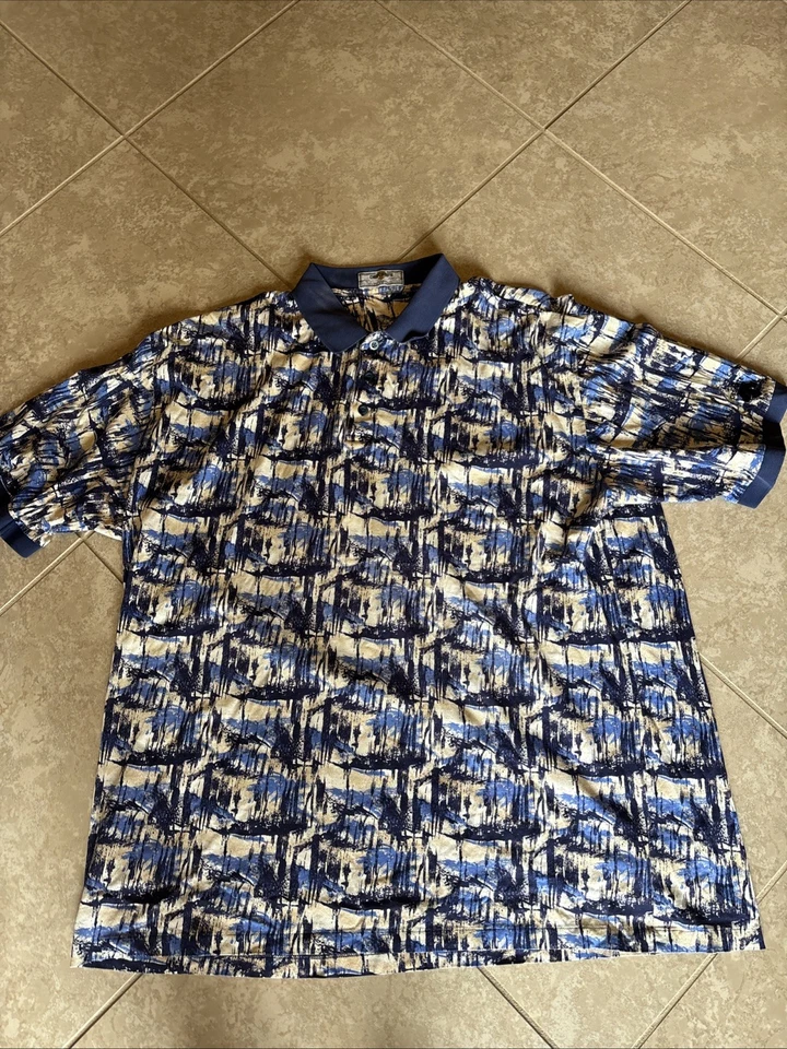 Descente Golf Collection XXL Polo Shirt Blue White - Image 1 of 4