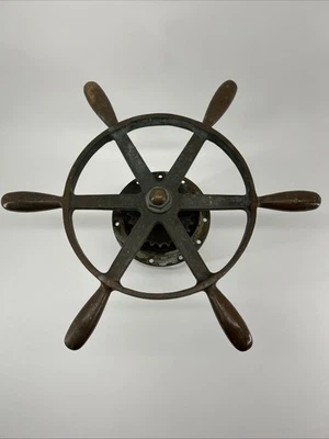 SALVAGED 17 INCH SOLID BRONZE SHIPS WHEEL - Image 1 of 4