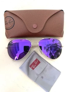 Ray Ban Aviator Gold Frame/ Purple Mirrored 62 Mm - Picture 1 of 2