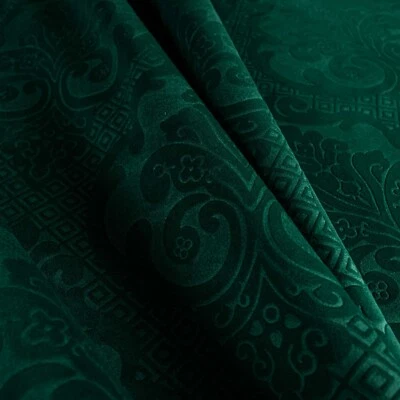 New Furnishing Embossed Damask Velvet Upholstery Fabric In Army Green Colour - Image 1 of 4