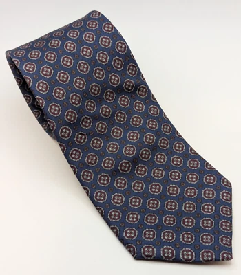 Corbata para hombre BERT PULITZER 100 % seda diseñador EE. UU. geométrica azul/marrón usada en excelente estado Foto 1 de 4