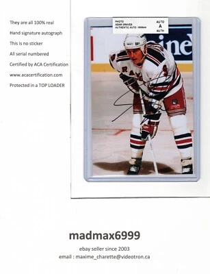 Fotografía autografiada de Adam Graves NY New York Rangers 100 % certificado de autenticidad Foto 1 de 2