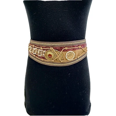Cinturón boho vintage R.J. Graziano adornado ancho de cuero y gamuza/cb Foto 1 de 4
