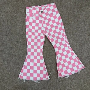 Toddler Girls Boutique Wear Western Denim Flare Pants Bell Bottom Jeans - Picture 1 of 13