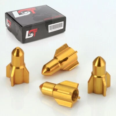 4x VENTILKAPPE REIFENVENTIL RAKETE GOLD FÜR PKW LKW MOTORRAD FAHRRAD QUAD KFZ - Bild 1 von 3