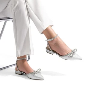 Dream Pairs Women Flat Shoes Satin Glitter Pointed Toe Ankle Straps Party Flats - Picture 1 of 22