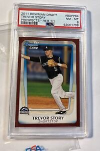 2011 Bowman Draft Trevor Story #1/1 Red Prospects Red Sox Rookie RC PSA 8 NM-MT
