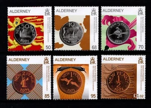 JUEGO DE 6 ALDERNEY 2021 50 ANIVERSARIO DE DECIMALIZACIÓN MNH - Imagen 1 de 1